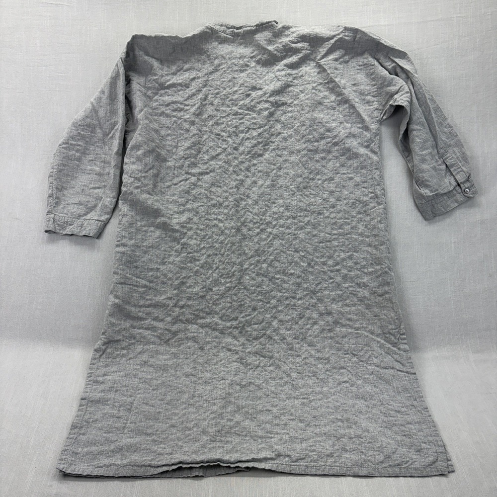 Eileen Fisher Organic Cotton Lyocell Shirt Dress Gray Large Front Tunic - Picture 3 of 11